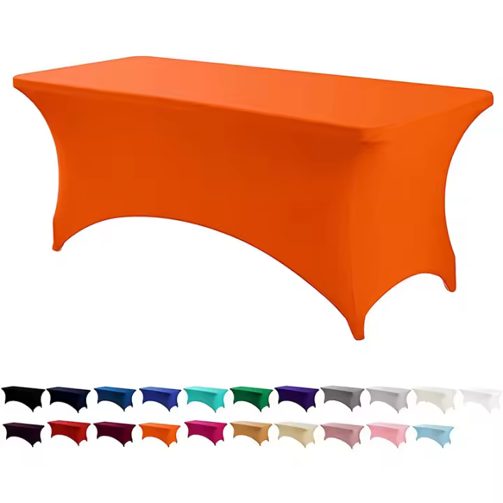6ft mantel elástico para manualidades, spandex tableloth elástico, lavable y resistente a las arrugas de color naranja - 1