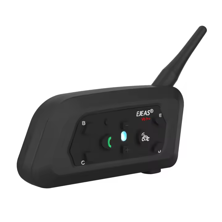 EJEAS-casco de moto V6 PRO +/PLUS, Walkie Talkie con Bluetooth, 6 conductores, 800 metros, impermeable, IP67 - 1