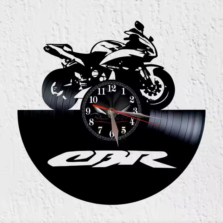 VinyWoody Reloj de Pared Disco de Vinilo Motocicleta Potente Japones CBR Cbr Moto Decoracion - 1