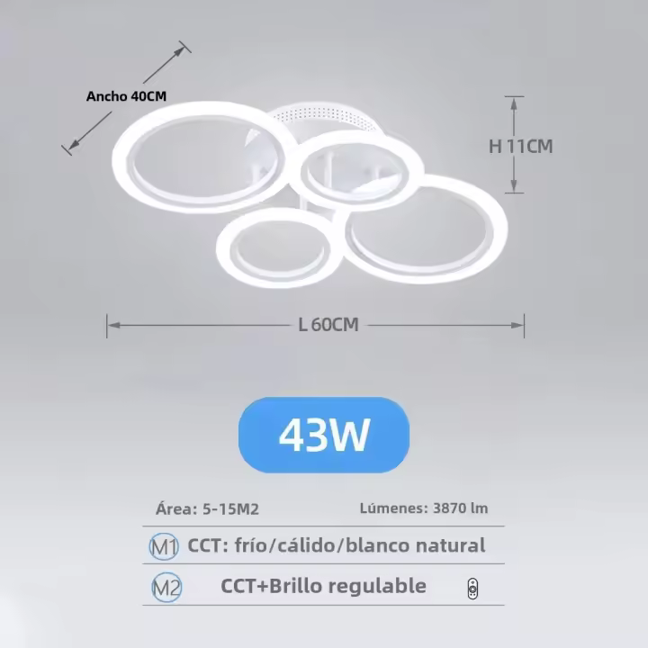 Modern LED Chandelier Iluminación Para El Hogar Montaje En Techo Anillo Para Sala De Estar Y Dormitorio Luz LED Incluida - 1