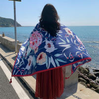 Bufanda De Playa Bohemia Para Mujer Pashmina Floral Estilo Fashion Verano Hijab Envoltura Echarpe Decorativa Polyester Sin Costuras - details 12