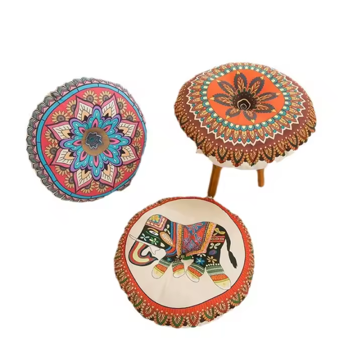 Cojín De Silla Bohemia De Algodón Y Lino Geométrico Cojín Redondo Para Yoga Meditación Alfombra De Piso Sofá Almohada Cojín De Asiento Antideslizante Y Lavable Estilo Clásico Chino - 1