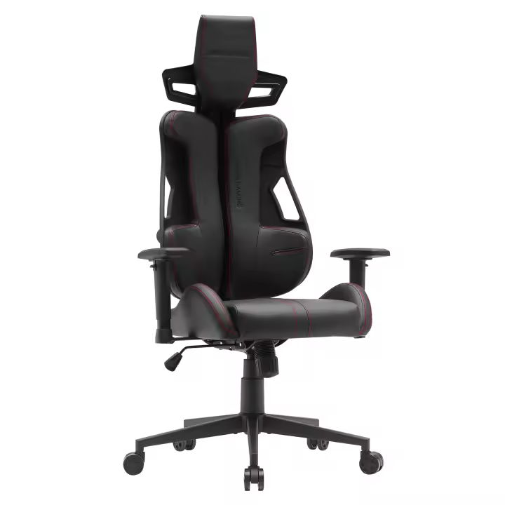 Mars Gaming MGC-ELITE, Silla Gaming Ergonómica, Respaldo Flexible Adaptativo, Reposabrazos Ajustables 2D, Asiento Reclinable, Acabado Cuero PU, Silla de Oficina con Ruedas XL, Pistón Gas Clase 4, Silla de Escritorio Azul, Gris, Negra o Roja - 1