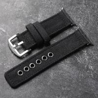 Correa De Reloj De Tela Grua Doble Para Apple Watch Ultra 49MM 45MM 44MM Estilo Rudo Verde Negro Para Hombres - details 8