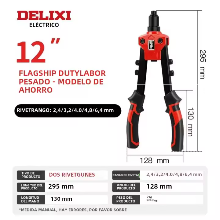 Pistola De Remache Eléctrica DELIXI Manual Alta Cargador Más Económica Para Soldadura Y Remache De Hojas De Metal Y Tubos - 1