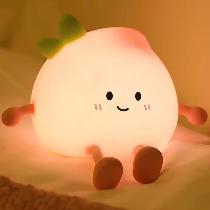 Luz de noche para niños - Luz de noche color melocotón - Luz de noche táctil - 7 colores - 3 niveles de atenuación - Carga USB - 1