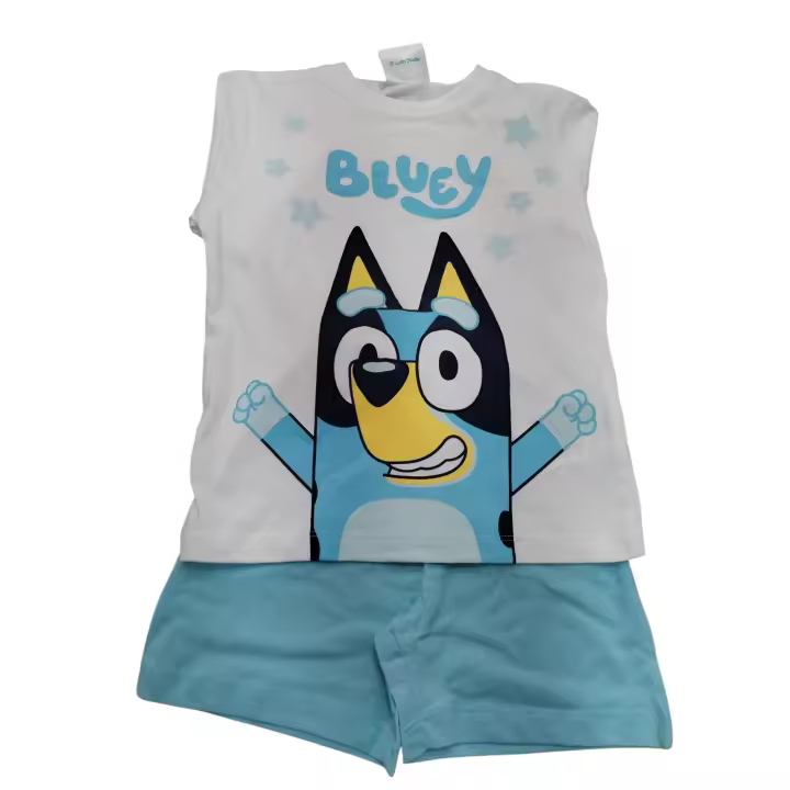 Bluey pijama de niños de bluey manga corta y pantalón corto de algodón - 1
