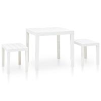vidaXL Mesa de jardín con 2 bancos plástico gris en color Antracita/Marrón/Blanco | estructura resistente ideal para salón dormitorio o estudio - details 2