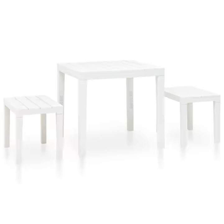 vidaXL Mesa de jardín con 2 bancos plástico gris en color Antracita/Marrón/Blanco | estructura resistente ideal para salón dormitorio o estudio - 1