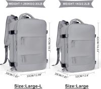 Mochila de viaje grande para hombres y mujeres, aprobada para vuelos, mochila impermeable para deportes al aire libre, mochila informal, apta para zapatos y portátiles de 15,6 pulgadas, gris - details 2