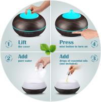 Difusor de aceite esencial de aromaterapia, Humidificador silencioso de niebla fría ultrasónico de grano de madera de 300ml, decoloración de lámparas LED de color y configuración de 4 temporizadores, apagado automático sin agua - details 4