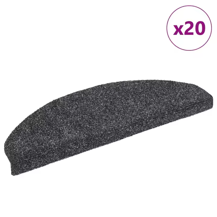 vidaXL Alfombrilla autoadhesiva escalera 20 uds gris oscuro 65x21x4 cm - 1