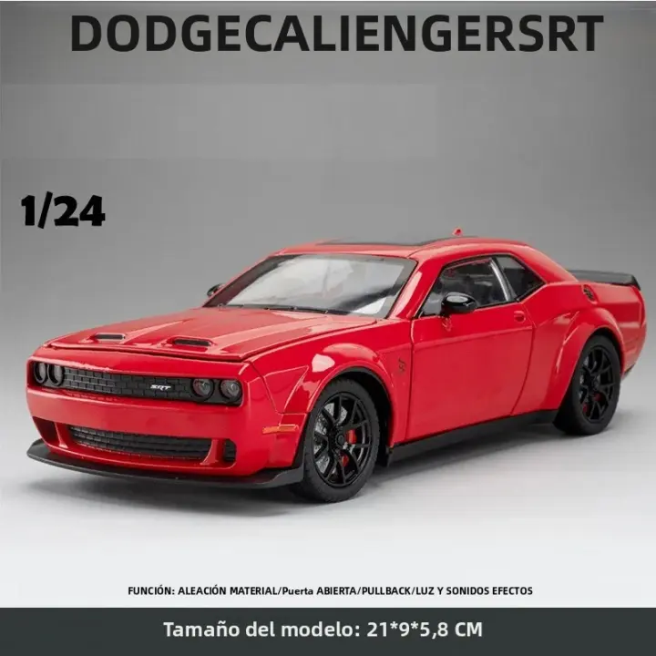 Modelo a Escala Dodge Challenger Hellcat SRT 1:24 Con Sonido Y Luz Vehículo De Colección Miniatura De Metal Y Plástico Para Niños - 1