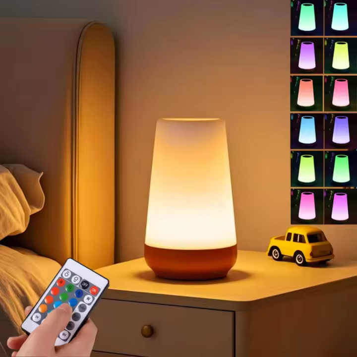 Lámpara De Mesa LED Táctil Con Luz Nocturna Recargable Por USB Control Remoto Dimmer Y Modos De Color Multicolor Para Dormitorio - 1
