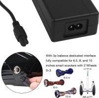 Cargador universal 42V 2A para hoverboard, scooters eléctricos autoequilibrados, tabla de deriva, adaptador de corriente 9 mm conector 3 pines compatible con batería Li-on 36V - details 2