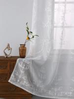 Cortinas Blancas De Encaje Florido Sheer Para Sala De Estar Y Dormitorio Voile Translúcida De Poliéster 100% Con Grommets - details 1