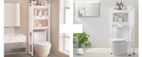 XOKOTAKI Estantería Sobre Inodoro con Puertas Abatibles | Estante de WC Organizador Multiusos | Estantería de Almacenamiento de Baño | Ahorra Espacio con 3 Niveles | Patas Ajustables en Altura. - details 0