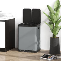 Cubo de basura 2x30L con pedal Cubo de basura con tapa y pedal, metálico Cube with interior Cube, ideal para el salón y la Oficina. - details 1