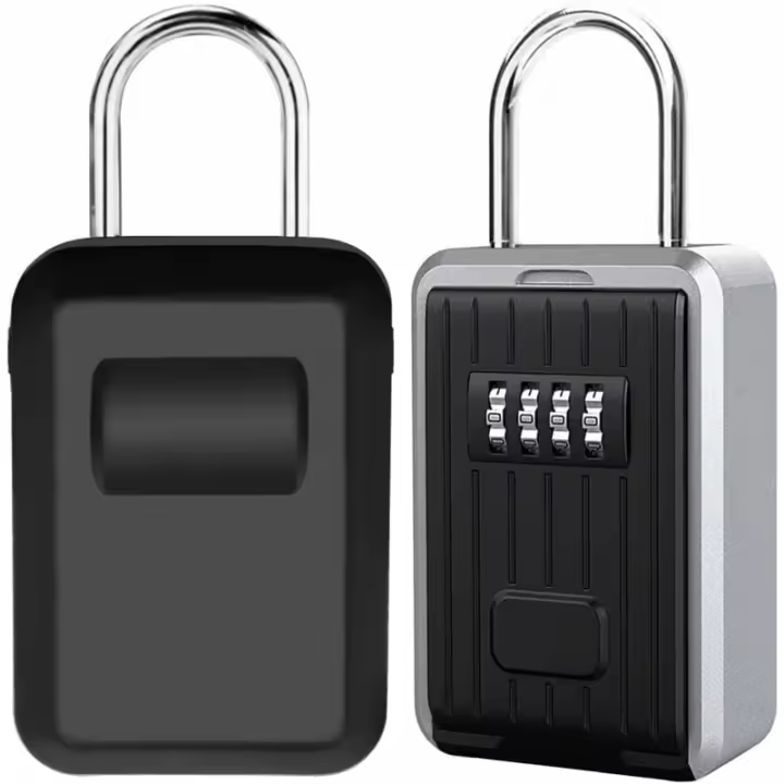 Caja para llaves de pared con combinación de 4 dígitos - Caja fuerte para exteriores (negra) - 1