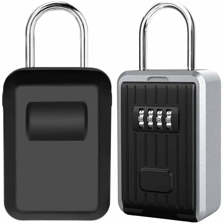 Caja para llaves de pared con combinación de 4 dígitos - Caja fuerte para exteriores (negra) - 1