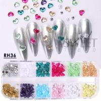 12 Grillas De Corazones Para Arte De Uñas Transparentes Piedras De Resina Joyería De Perlas Decoración De Manicura Rhinestone - details 10