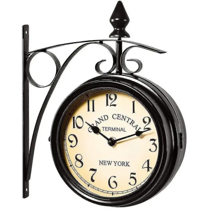 Reloj de Jardín Estación Reloj de 2 lados, Negro - 1