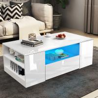 Mesa de centro moderna Nyana Home | Con luz LED integrada | Diseño elegante y funcional | Amplio almacenamiento | Medidas: 95x37x55 cm - details 0