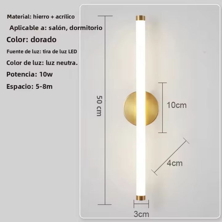 Lámpara De Pared LED Para Decoración De Hogar Y Dormitorio Instalación En La Superficie Dorada Iluminación De Sofá Y Sala De Estar Luz De Fondo Moderna Sin Ajuste De Brillo - 1