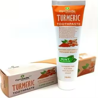 OPTISMILE NATURAL Pasta de dientes sin Flúor sin Sulfatos Vegana con Cúrcuma whitening antiplaque toothpaste with Turmeric Crema Dental antiplaca sabor menta suave Pasta Dental SLS Free Fluoride Free - 1