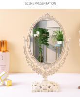 Espejo De Maquillaje Vintage Beige Para Mesa De Trabajo Oval Doble Cara Minimalista Con ABS Grueso Espejo De Mesa Europeo - details 8