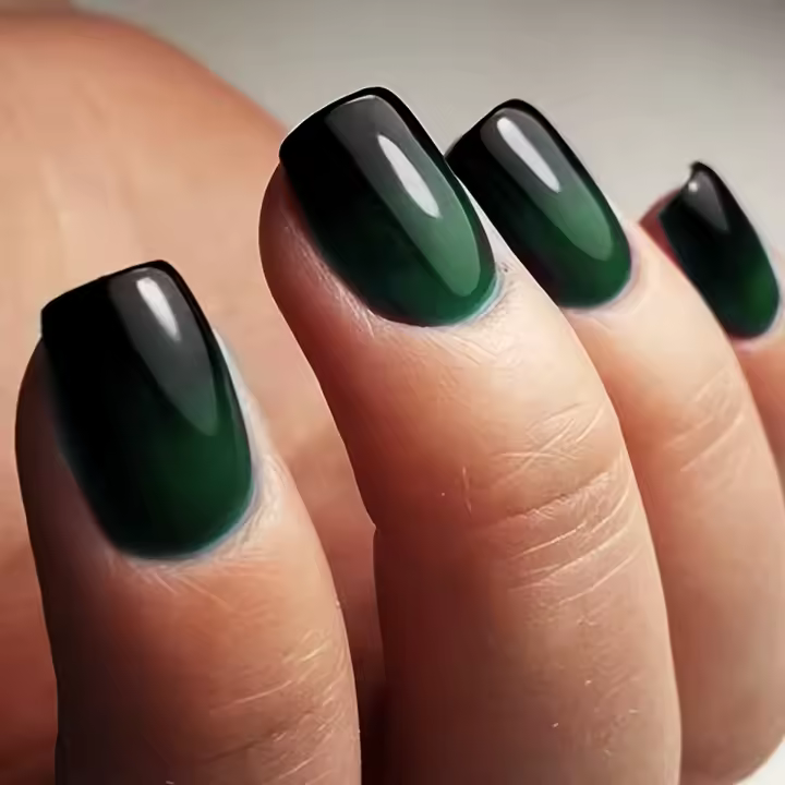 24PCS Uñas Postizas Presionadas Cortas Almendra Rosa Alto Saténtate Gradiente Uñas Glitceadas Veraniegas Hechas Mano Para Fiesta - 1