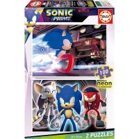Educa - Sonic Prime Neon  Set de 2 Puzzles con 100 Piezas Que Brillan en la Oscuridad. Medida montado: 40 x 28 cm. +6 años Educa19629 - details 0