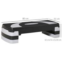 HOMCOM Step de Aeróbic Stepper para Fitness con Altura Regulable 3 Niveles de 10/15/20 cm para Deporte y Ejercicio en Casa Gimnasia Carga 150 kg 80x31x20 cm Negro - details 2