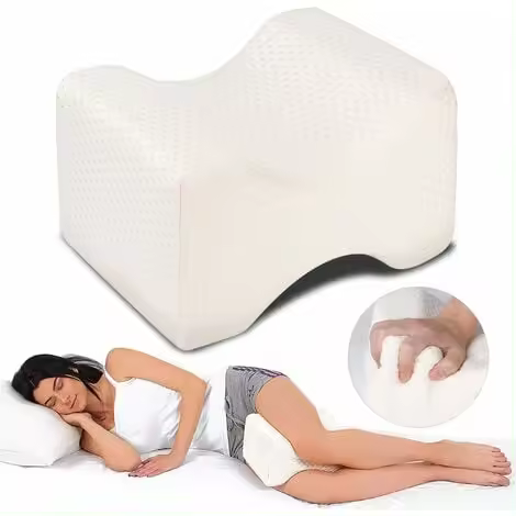 Almohada ortopédica para rodillas, cojín ergonómico para piernas, caderas, espalda, piernas y rodillas, opción ideal para quienes duermen de lado, color blanco - 1