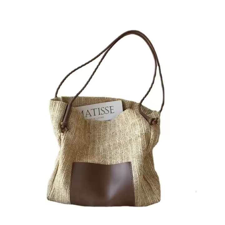 Bolso de hombro literario retro para mujer, de lona, ​​diseño de estudiante, estilo vacacional, bolso de compras de gran capacidad, bolso de playa, bolso para madre e hijo - 1