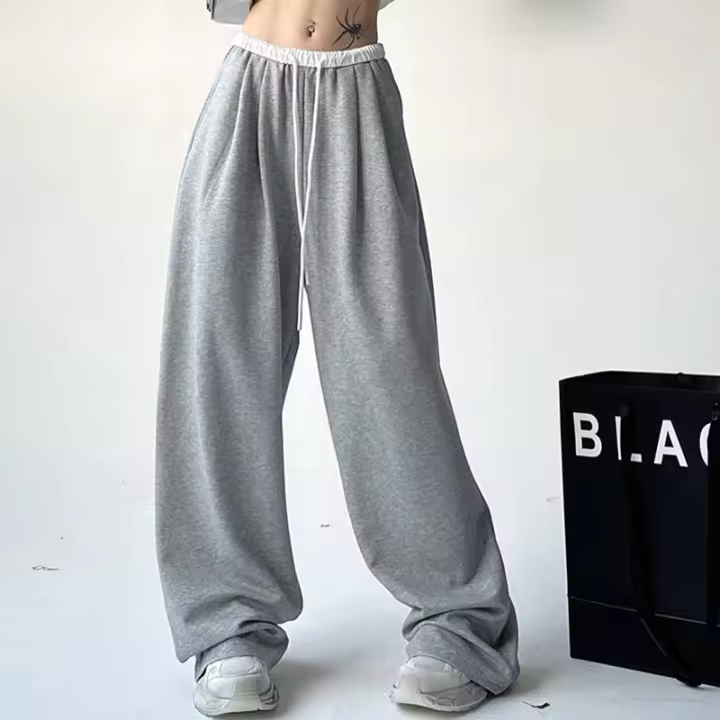 High-Waisted Sweatpants Para Mujer Estilo Hip Hop Coreano Versátil Casual Con Bolsillos Y Cordón Autumn/Winter Tendencia Streetwear - 1