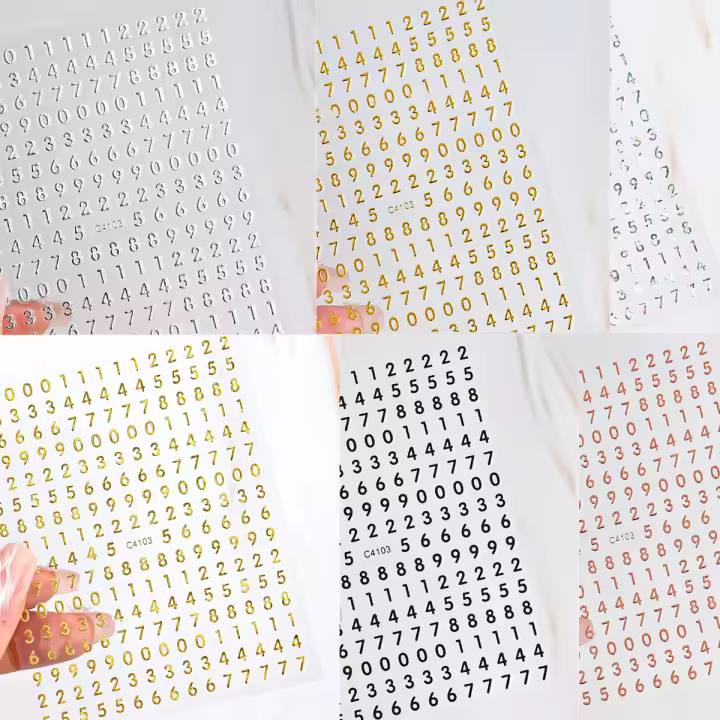 Juego De 5 Piezas De Letras Y Números 3D Adhesivos Para Uñas DIY En Oro Y Plata Decoración Para Manicura Herramientas De Accesorios De Uñas - 1