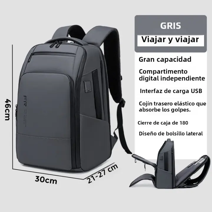 Mochila De Negocios FENRUIEN Para Hombres Con Carga USB Impermeable 35L Multibolsillos Para Viajes Y Computadora - 1