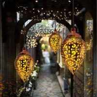 Lámpara Solar De Hierro En Forma De Gota De Agua Para Jardín Decoración De Fiestas Luz De Metal Cutout Autónoma Con Batería Ni-MH - details 2
