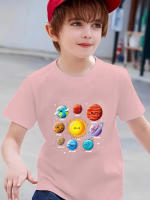 Camiseta De Algodón Para Niños Con Estampado De Aventura Cósmica Manga Corta Versátil Ropa Creativa Para Verano - details 5