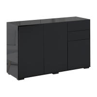HOMCOM Aparador para Salón Aparador de Entrada con 3 Puertas 2 Cajones y Estante Ajustable Armario de Almacenamiento para Cocina Sala 117x36x74 cm Negro - details 0