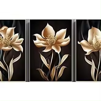 Decoración de Habitación, Arte de pared abstracto con flores de Oro Negro, Pintura en Lienzo, cartel nórdico, imágenes de pared, decoración Moderno para el hogar, sin Marco, tamaño: 30x40 cm - 1