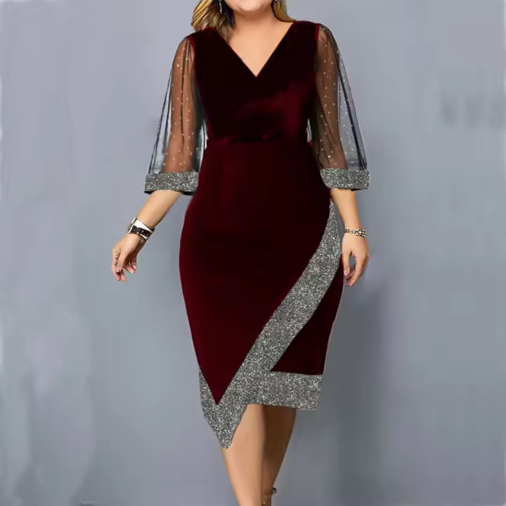 Vestido Vintage Oversized L-5XL Para Mujer Verano Elegante Fiesta Noche Vestidos Elegantes Ropa Femenina Sólido Maxi Falda - 1
