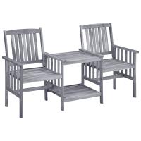 vidaXL Sillas de jardín con mesita madera maciza acacia 159x61x92 cm - details 0