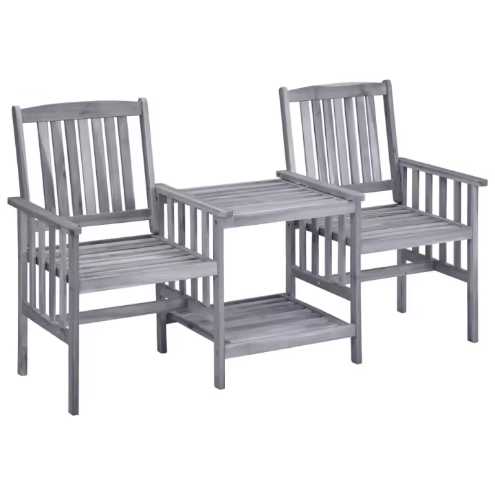 vidaXL Sillas de jardín con mesita madera maciza acacia 159x61x92 cm - 1