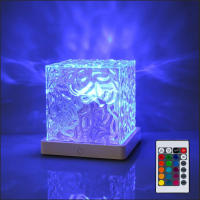Lámpara Nocturna Con Proyector De Agua Y 16 Colores Rotativos Luz De Flama Táctil Recargable Por USB Luz De Ambiente Rectangular - details 0