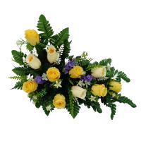 CENTRO FLORES ARTIFICIALES PARA EXTERIOR  IDEAL PARA TODOS LOS SANTOS CEMENTERIO CON JARDINERA CONTENEDOR MEDIDAS 55*50*15 - details 4