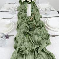 Corredor De Mesa Semi-Transparente De Gauze Verde Esponja Para Bodas Retro Bohemio Decoración De Banquetes Y Arches - details 2
