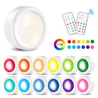 Luz de control remoto RGB de 2,42 pulgadas, luz LED que cambia de color, funciona con batería regulable, luz inalámbrica debajo del gabinete, 13 colores, 100 horas de duración de la batería, con temporizador y memoria (blanco) - details 0