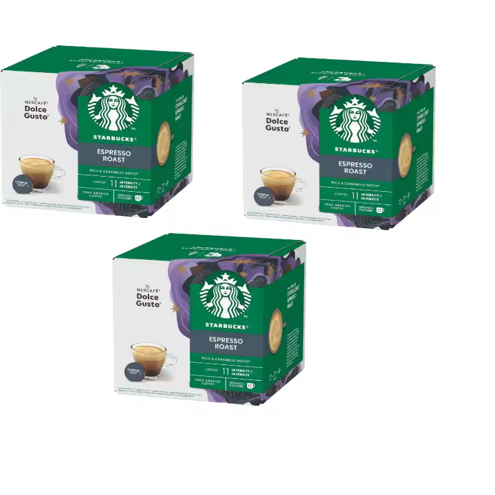 STARBUCKS Espresso Roast de Nescafé Dolce Gusto Cápsulas de Café Espreso Roast Tueste Intenso 3 x 12 (36 Cápsulas, 18 Bebidas) disfruta del autentico sabor de un cafe diferente - 1